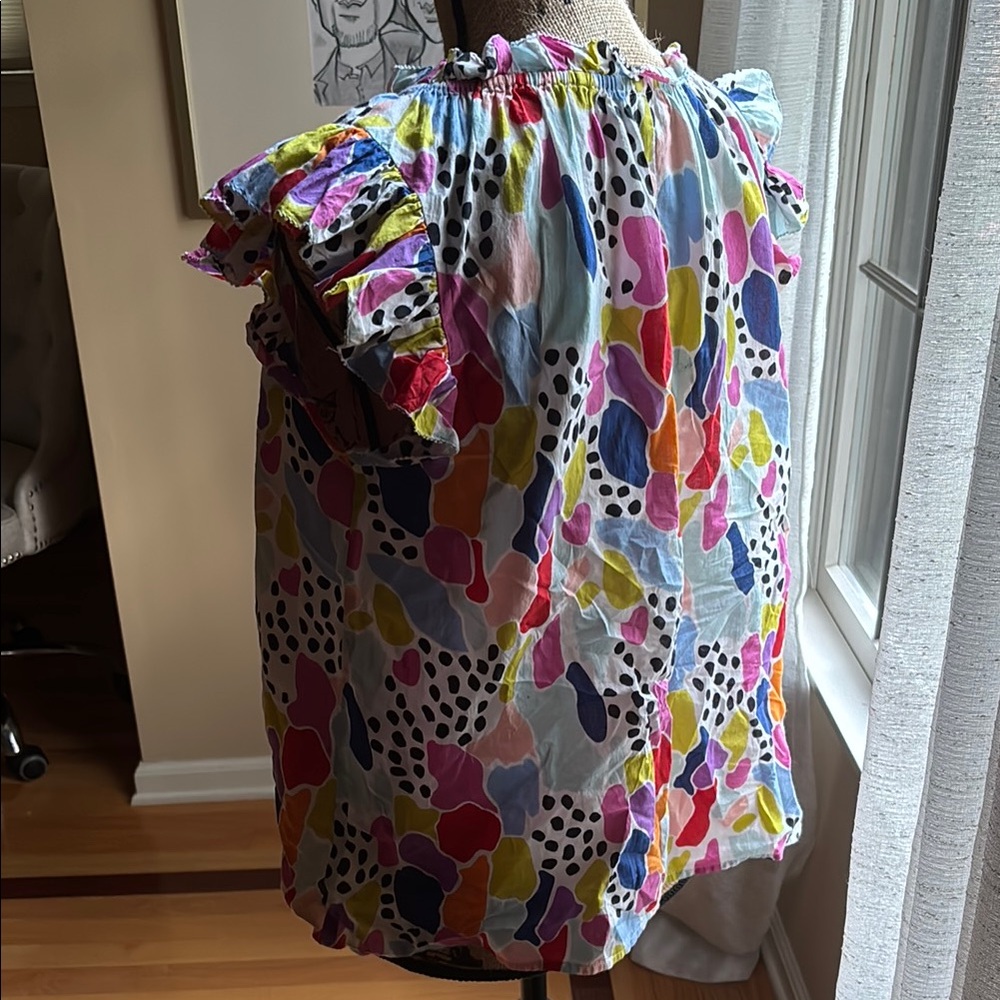 THML Multicolor Ruffle Sleeve Top - Picture 4 of 5
